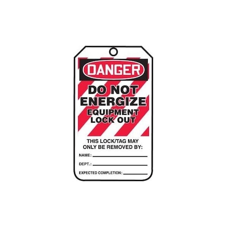 Accuform Safety Tags, DANGER DO NOT ENERGIZE EQUIPMENT LOCK OUT, 5.75in x 3.25in, HS-Laminate, 5PK MLT416LTM